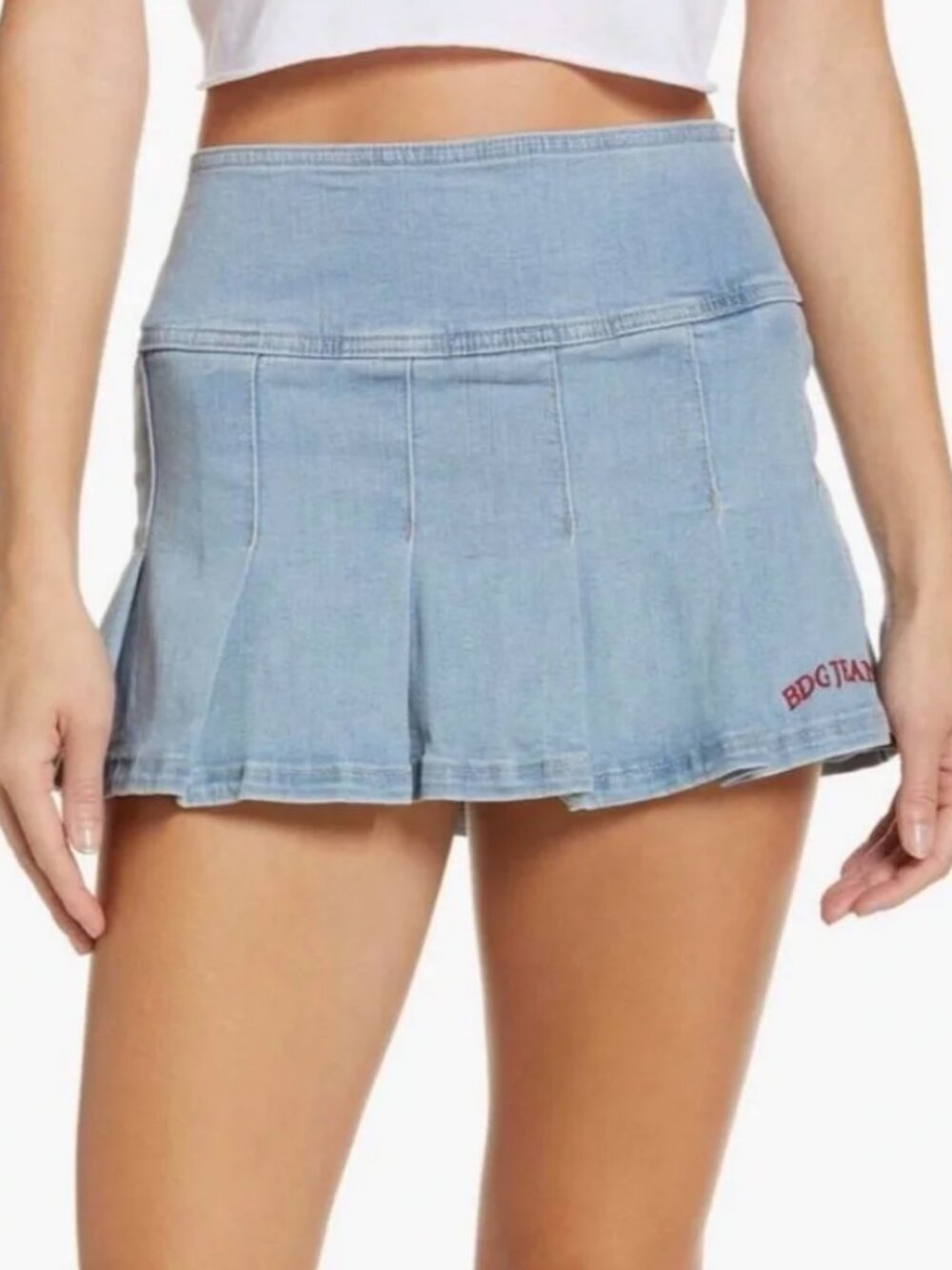 BDG Urban Outfitters Denim Jean Skirt 00s Stretch Light Mini Blue XS Pleated